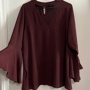 Wine v neck strap blouse city chic 18